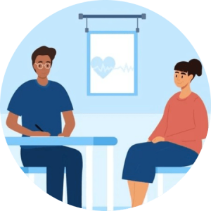 Patient and doctor in a consultation